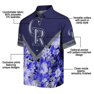 Colorado Rockies Floral Chevron Blue Hawaiian Shirt - MLB Tropical Aloha Shirt for Baseball Fans
