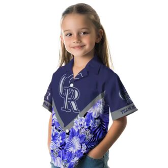 Colorado Rockies Floral Chevron Blue Hawaiian Shirt - MLB Tropical Aloha Shirt for Baseball Fans