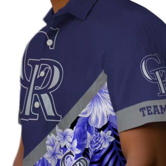 Colorado Rockies Floral Chevron Blue Hawaiian Shirt - MLB Tropical Aloha Shirt for Baseball Fans
