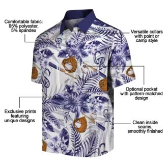 Colorado Rockies Floral MLB Baseball Hawaiian Shirt - Blue White Tropical Fan Apparel