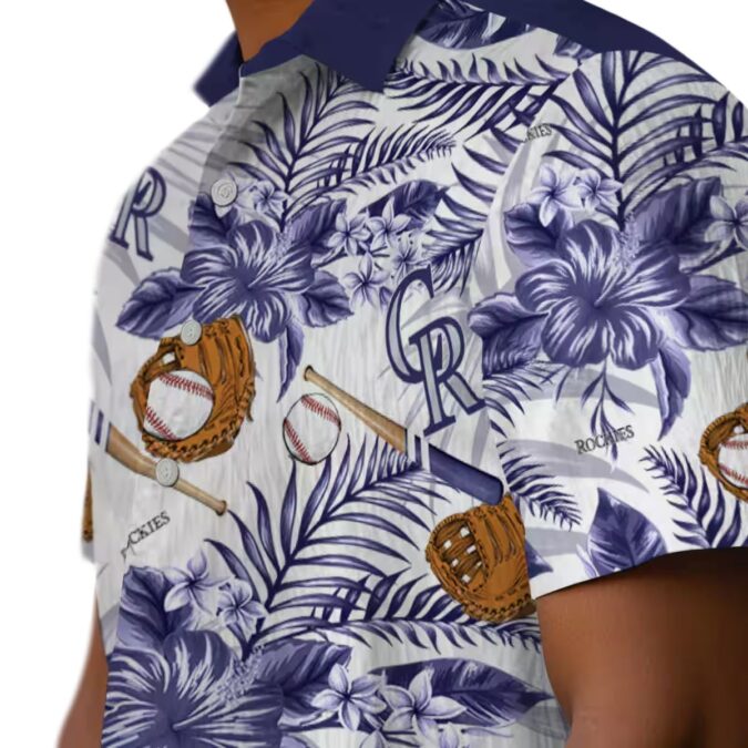 Colorado Rockies Floral MLB Baseball Hawaiian Shirt - Blue White Tropical Fan Apparel