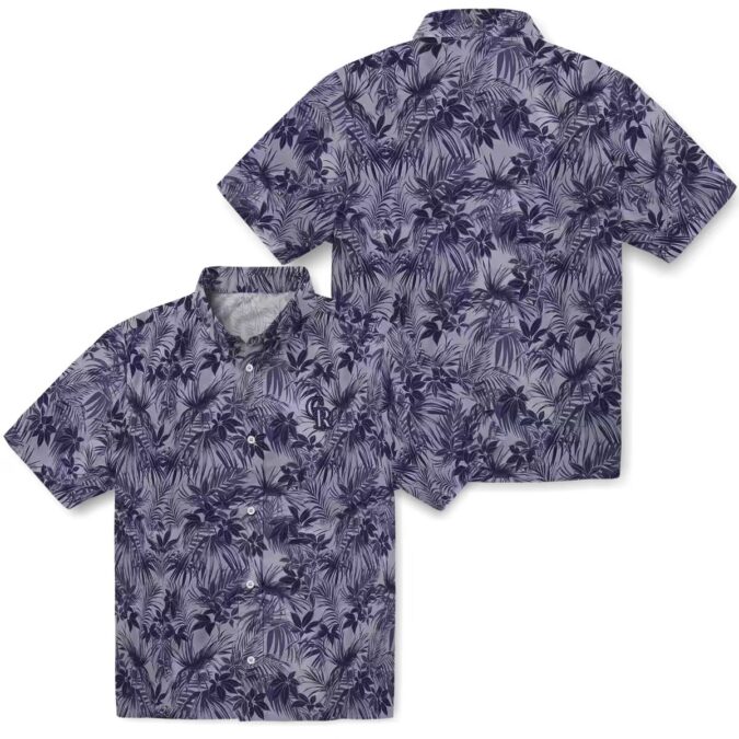 Colorado Rockies MLB Team Hawaiian Shirt - Blue Leafy Pattern Beach Shirt for Baseball Fans