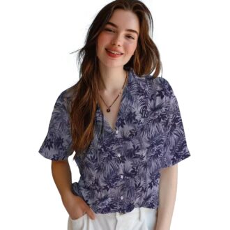 Colorado Rockies MLB Team Hawaiian Shirt - Blue Leafy Pattern Beach Shirt for Baseball Fans