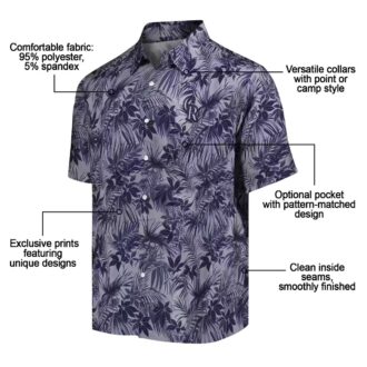 Colorado Rockies MLB Team Hawaiian Shirt - Blue Leafy Pattern Beach Shirt for Baseball Fans