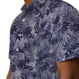 Colorado Rockies MLB Team Hawaiian Shirt - Blue Leafy Pattern Beach Shirt for Baseball Fans
