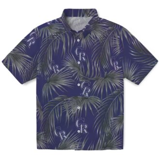 Colorado Rockies MLB Tropical Hawaiian Shirt with Leafy Palms & Blue Design