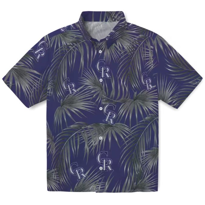 Colorado Rockies MLB Tropical Hawaiian Shirt with Leafy Palms & Blue Design