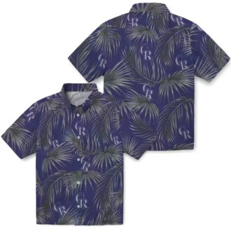 Colorado Rockies MLB Tropical Hawaiian Shirt with Leafy Palms & Blue Design