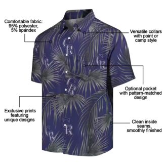 Colorado Rockies MLB Tropical Hawaiian Shirt with Leafy Palms & Blue Design