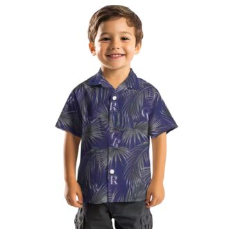 Colorado Rockies MLB Tropical Hawaiian Shirt with Leafy Palms & Blue Design