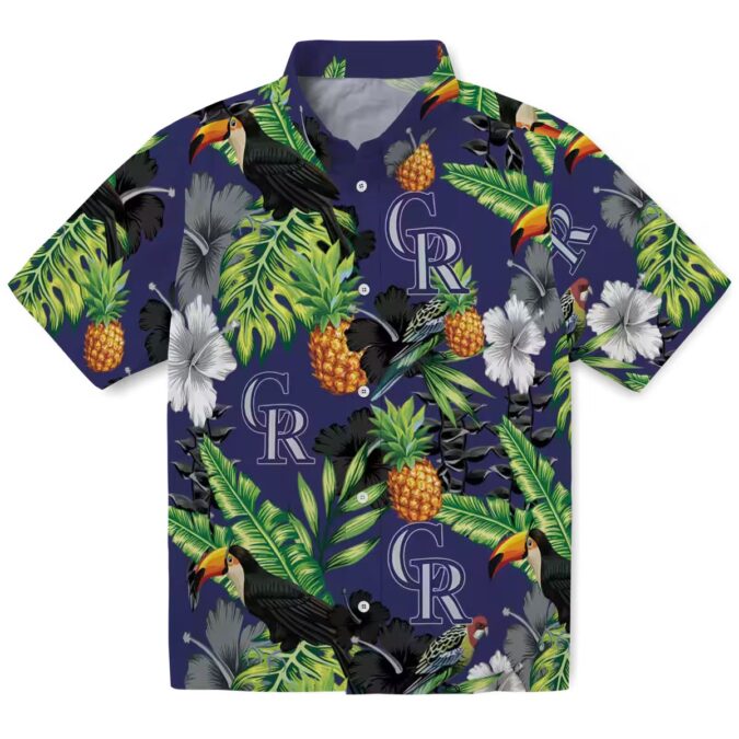 Colorado Rockies MLB Tropical Hawaiian Shirt with Pineapple & Hibiscus - Perfect for Summer