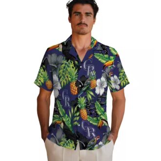 Colorado Rockies MLB Tropical Hawaiian Shirt with Pineapple & Hibiscus - Perfect for Summer