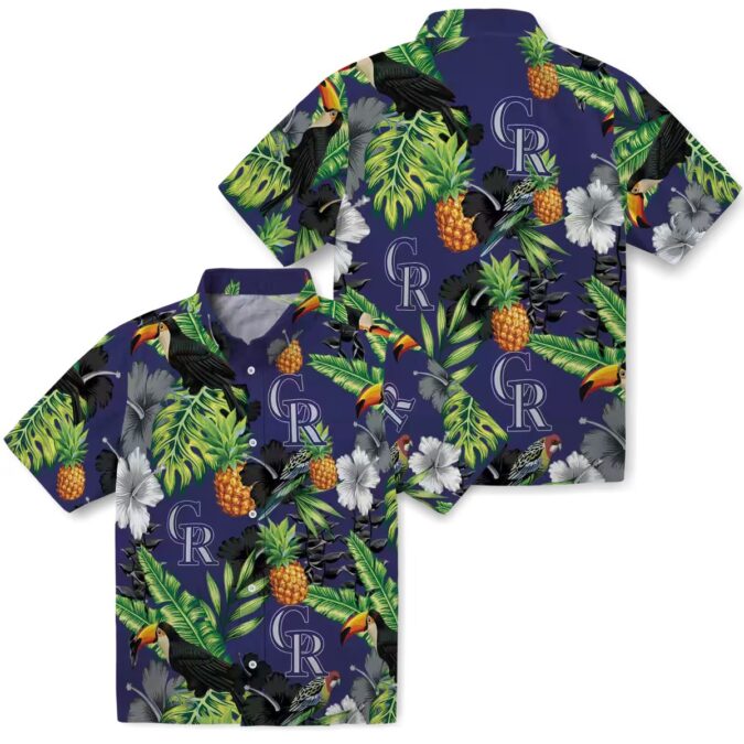 Colorado Rockies MLB Tropical Hawaiian Shirt with Pineapple & Hibiscus - Perfect for Summer