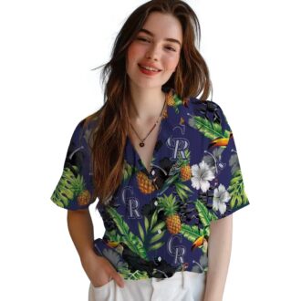 Colorado Rockies MLB Tropical Hawaiian Shirt with Pineapple & Hibiscus - Perfect for Summer