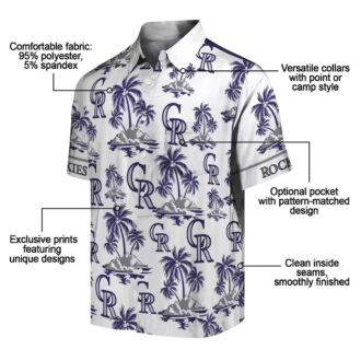 Colorado Rockies Palm Island Hawaiian Shirt - MLB Team Beach Shirt with Blue & White Tropical Design