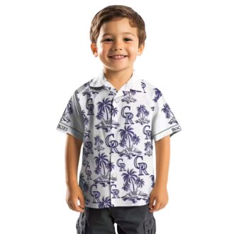 Colorado Rockies Palm Island Hawaiian Shirt - MLB Team Beach Shirt with Blue & White Tropical Design