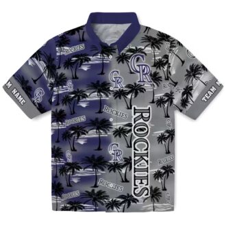 Colorado Rockies Palm Silhouettes Hawaiian Shirt - MLB Team Beach Shirt for Baseball Fans