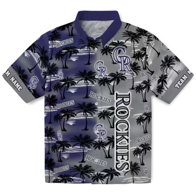 Colorado Rockies Palm Silhouettes Hawaiian Shirt - MLB Team Beach Shirt for Baseball Fans
