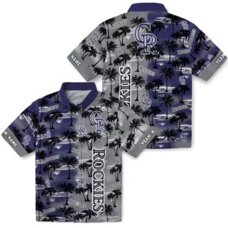 Colorado Rockies Palm Silhouettes Hawaiian Shirt - MLB Team Beach Shirt for Baseball Fans