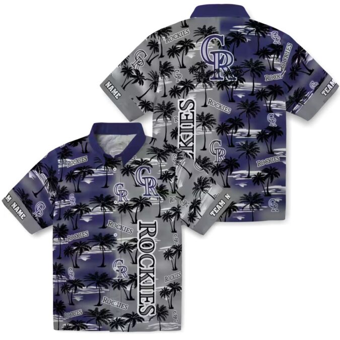 Colorado Rockies Palm Silhouettes Hawaiian Shirt - MLB Team Beach Shirt for Baseball Fans