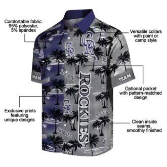 Colorado Rockies Palm Silhouettes Hawaiian Shirt - MLB Team Beach Shirt for Baseball Fans