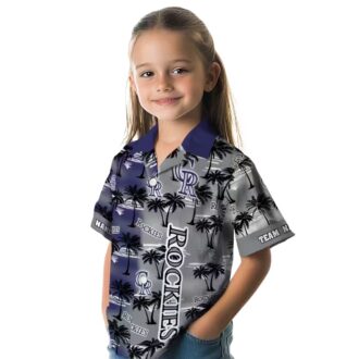 Colorado Rockies Palm Silhouettes Hawaiian Shirt - MLB Team Beach Shirt for Baseball Fans