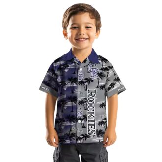 Colorado Rockies Palm Silhouettes Hawaiian Shirt - MLB Team Beach Shirt for Baseball Fans