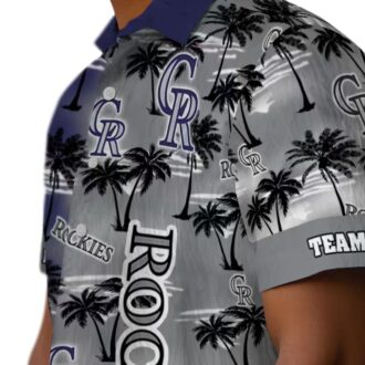 Colorado Rockies Palm Silhouettes Hawaiian Shirt - MLB Team Beach Shirt for Baseball Fans