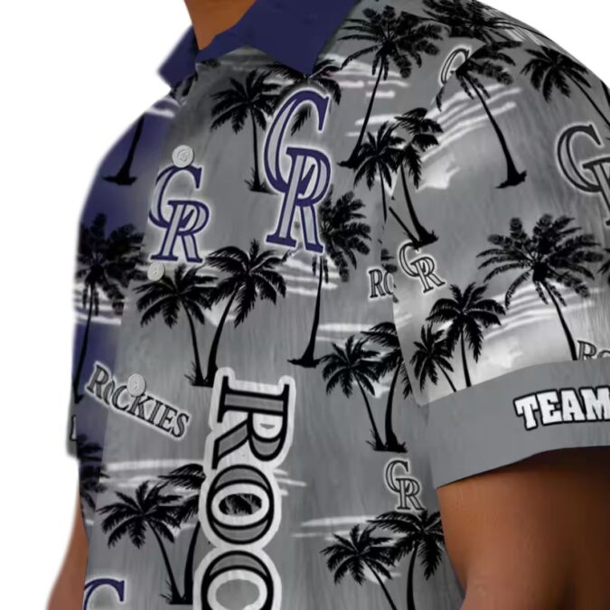 Colorado Rockies Palm Silhouettes Hawaiian Shirt - MLB Team Beach Shirt for Baseball Fans