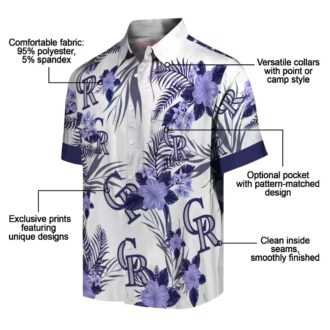 Colorado Rockies Patriotic Hawaiian Shirt - Blue White Hibiscus Aloha Shirt for Summer Fans