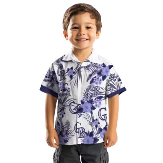 Colorado Rockies Patriotic Hawaiian Shirt - Blue White Hibiscus Aloha Shirt for Summer Fans