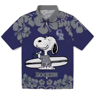 Colorado Rockies Snoopy Surf Aloha Hawaiian Shirt - Official MLB Blue & White Fan Shirt for Summer