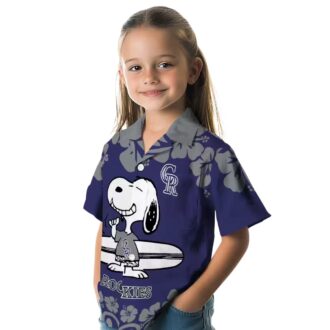 Colorado Rockies Snoopy Surf Aloha Hawaiian Shirt - Official MLB Blue & White Fan Shirt for Summer