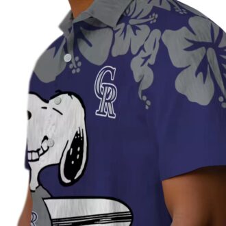 Colorado Rockies Snoopy Surf Aloha Hawaiian Shirt - Official MLB Blue & White Fan Shirt for Summer