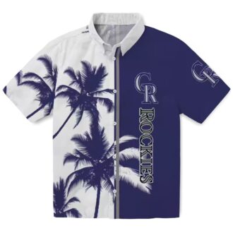 Colorado Rockies Summer Hawaiian Shirt - Blue & White Tropical Palm Trees MLB Fan Gear