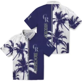 Colorado Rockies Summer Hawaiian Shirt - Blue & White Tropical Palm Trees MLB Fan Gear