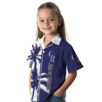 Colorado Rockies Summer Hawaiian Shirt - Blue & White Tropical Palm Trees MLB Fan Gear