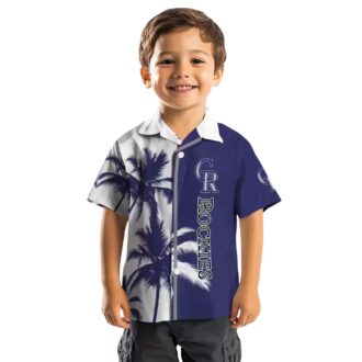 Colorado Rockies Summer Hawaiian Shirt - Blue & White Tropical Palm Trees MLB Fan Gear