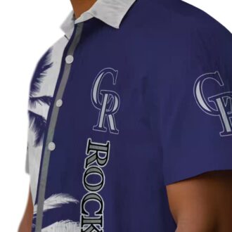 Colorado Rockies Summer Hawaiian Shirt - Blue & White Tropical Palm Trees MLB Fan Gear