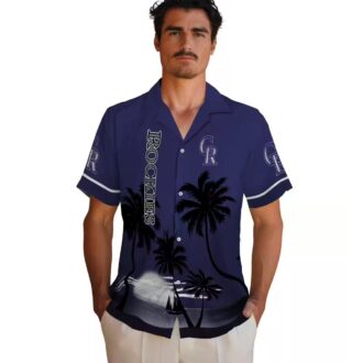 Colorado Rockies Sunset Beach Hawaiian Shirt - MLB Team Aloha Shirt for Baseball Fans