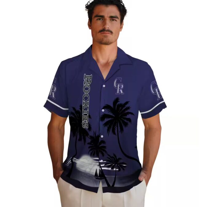 Colorado Rockies Sunset Beach Hawaiian Shirt - MLB Team Aloha Shirt for Baseball Fans