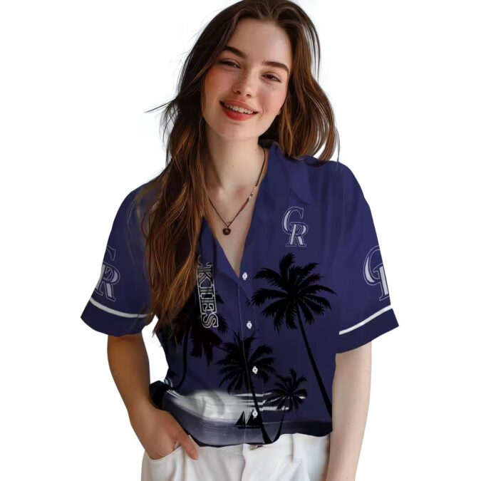 Colorado Rockies Sunset Beach Hawaiian Shirt - MLB Team Aloha Shirt for Baseball Fans