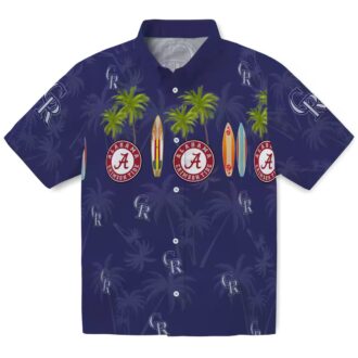 Colorado Rockies Surfboard Palm Blue Hawaiian Shirt - MLB Tropical Aloha Shirt for Beach Days