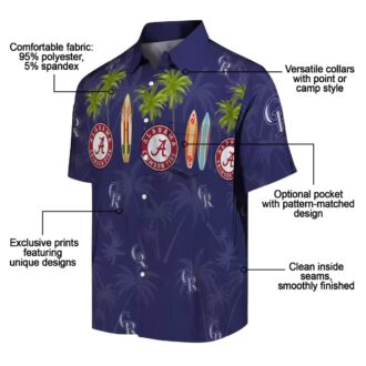 Colorado Rockies Surfboard Palm Blue Hawaiian Shirt - MLB Tropical Aloha Shirt for Beach Days