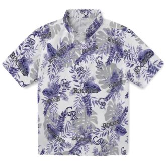 Colorado Rockies Tropical Button Up Hawaiian Shirt - Blue White MLB Team Shirt for Summer Baseball Game