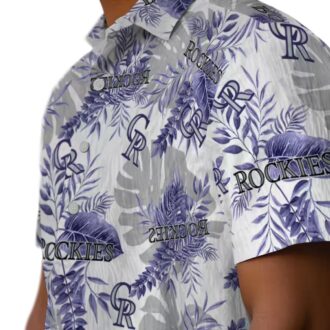 Colorado Rockies Tropical Button Up Hawaiian Shirt - Blue White MLB Team Shirt for Summer Baseball Game