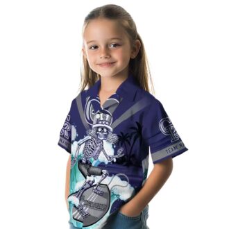 Custom MLB Colorado Rockies Surfing Skeleton Hawaiian Shirt - Blue Aloha Shirt for Summer Beach & Baseball Fans