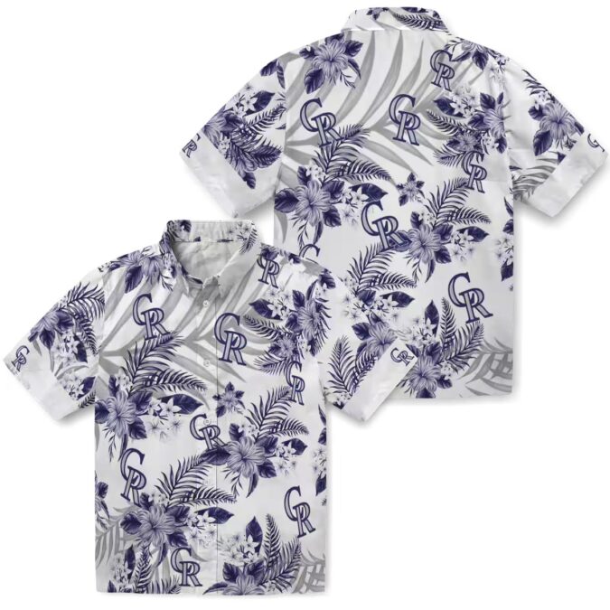 MLB Colorado Rockies Aloha Shirt, Tropical Hibiscus Palm Leaves Hawaiian Shirt for Baseball Fans