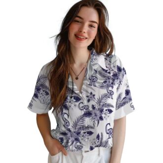 MLB Colorado Rockies Aloha Shirt, Tropical Hibiscus Palm Leaves Hawaiian Shirt for Baseball Fans