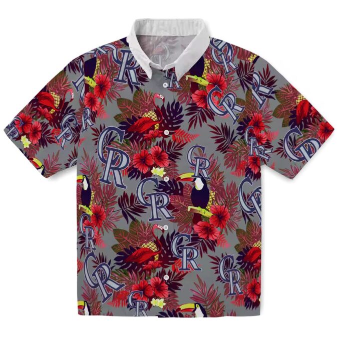 MLB Colorado Rockies Floral Toucan Hawaiian Shirt - Aloha Summer Shirt for Baseball Fans